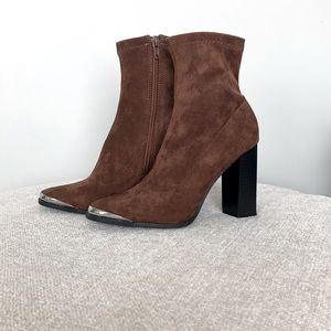 Suede Chrome Tip Booties 🤎